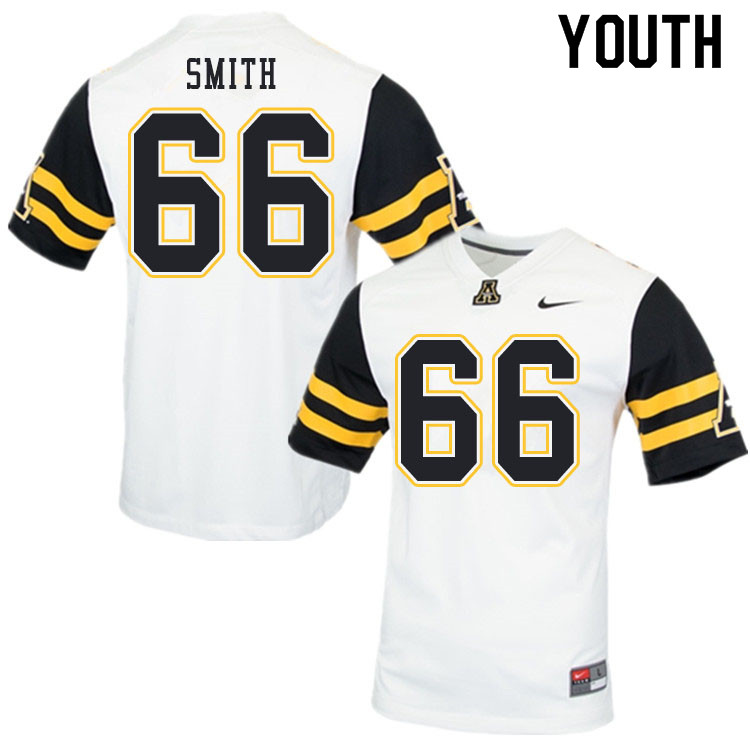 Youth #66 Luke Smith Appalachian State Mountaineers College Football Jerseys Sale-White - Click Image to Close